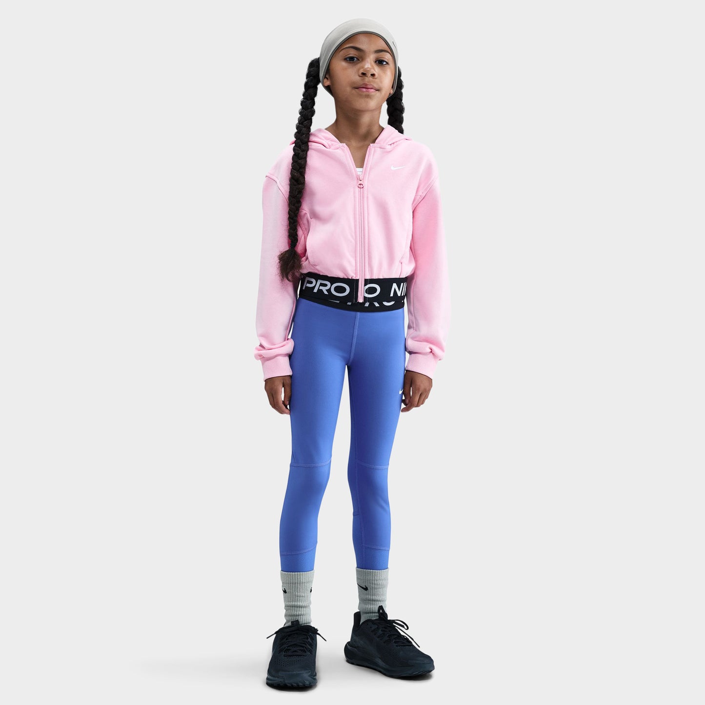 Nike Pro Junior Girls' Dri-FIT Full-Zip Fleece Hoodie / Medium Soft Pink