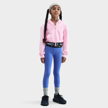 Nike Pro Junior Girls' Dri-FIT Full-Zip Fleece Hoodie / Medium Soft Pink