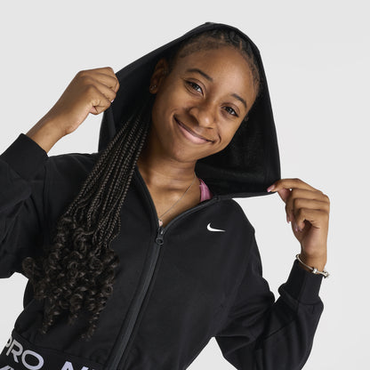 Nike Pro Junior Girls' Dri-FIT Full Zip Fleece Hoodie Black / Black