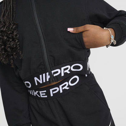 Nike Pro Junior Girls' Dri-FIT Full Zip Fleece Hoodie Black / Black