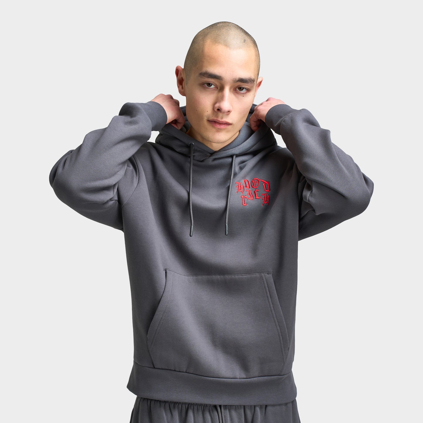 Hoodrich Crown Oversized Pullover Hoodie Asphalt / Lychee
