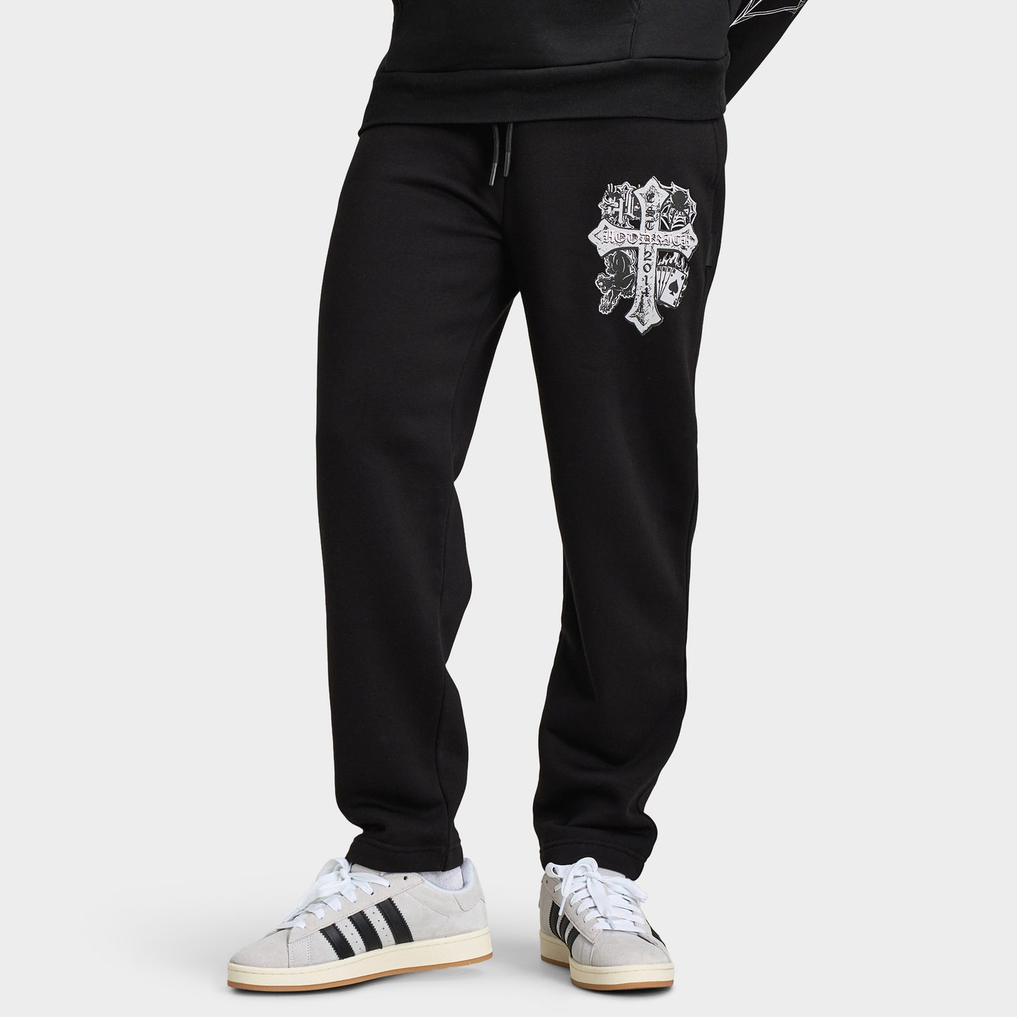Hoodrich Cross Pantalon Jogger Surdimensionné à Ourlet Ouvert Noir / Bleu Aube