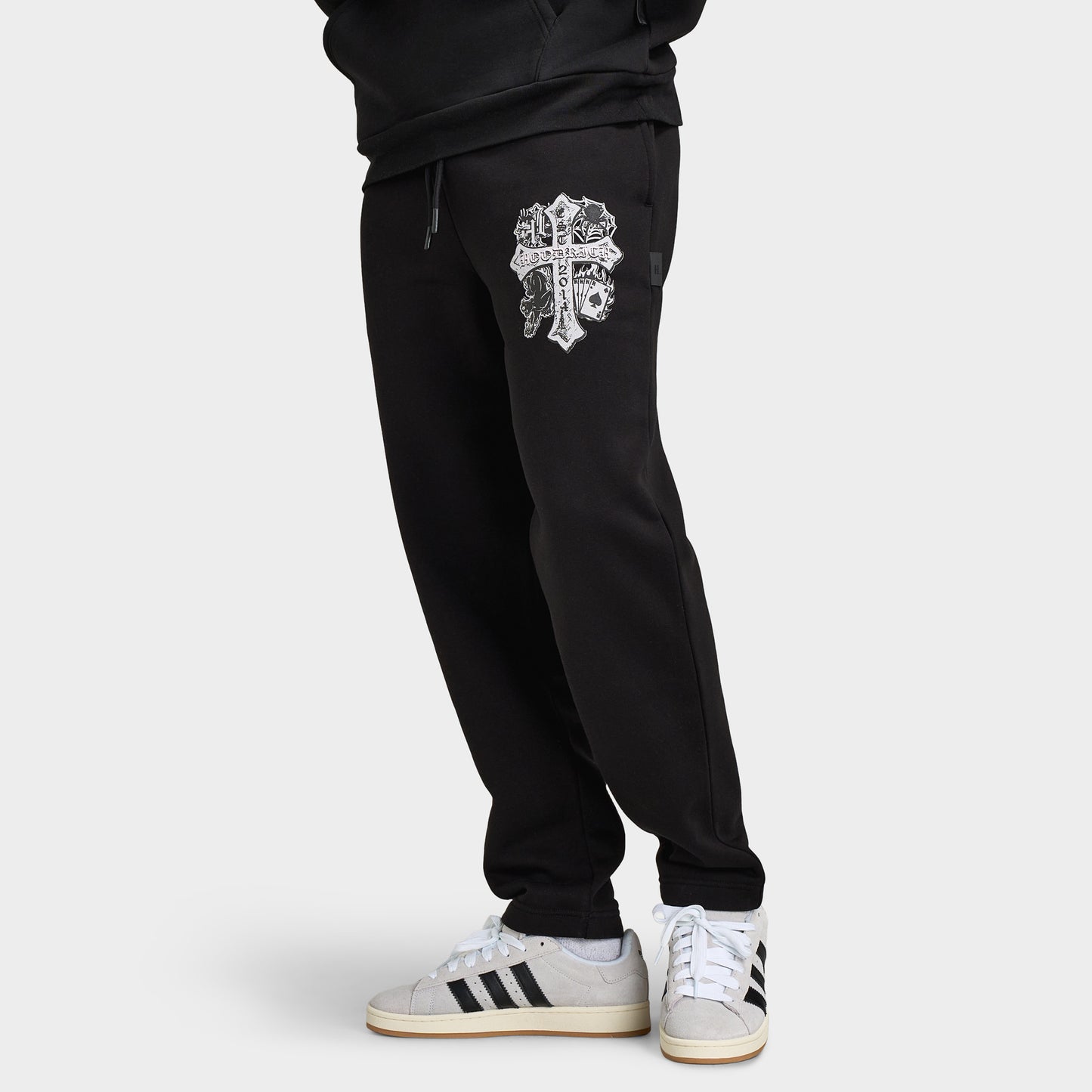 Hoodrich Cross Pantalon Jogger Surdimensionné à Ourlet Ouvert Noir / Bleu Aube