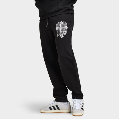 Hoodrich Cross Pantalon Jogger Surdimensionné à Ourlet Ouvert Noir / Bleu Aube
