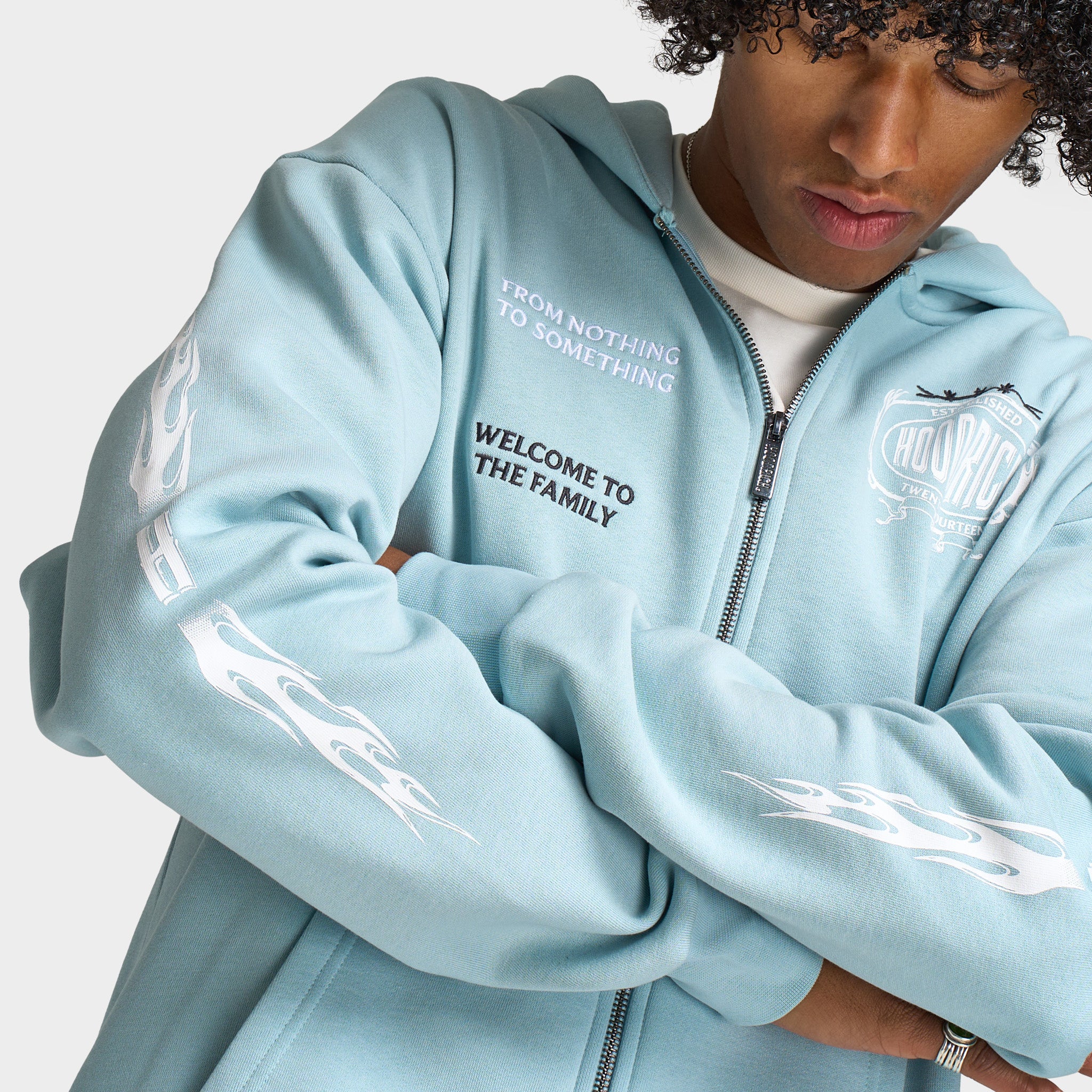 Hoodrich Noir Oversized Full Zip Hoodie Sterling Blue