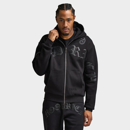 Hoodrich Inkline Oversized Zip Through Hoodie / Black