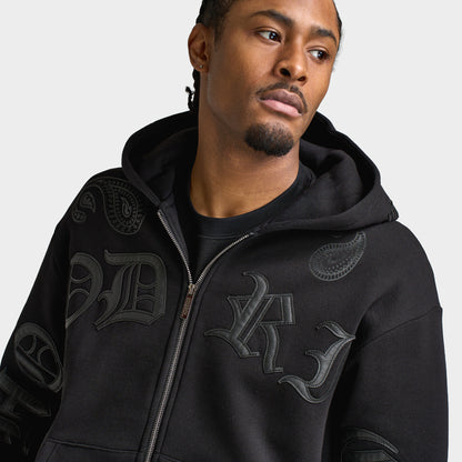 Hoodrich Inkline Oversized Zip Through Hoodie / Black