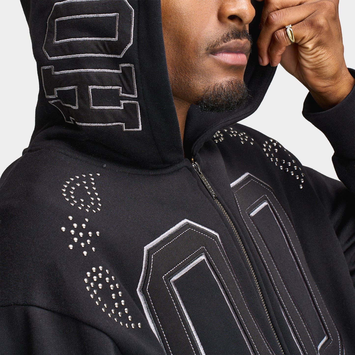 Hoodrich Eterno Paisley Chandail à capuche Zippé Surdimensionné / Noir