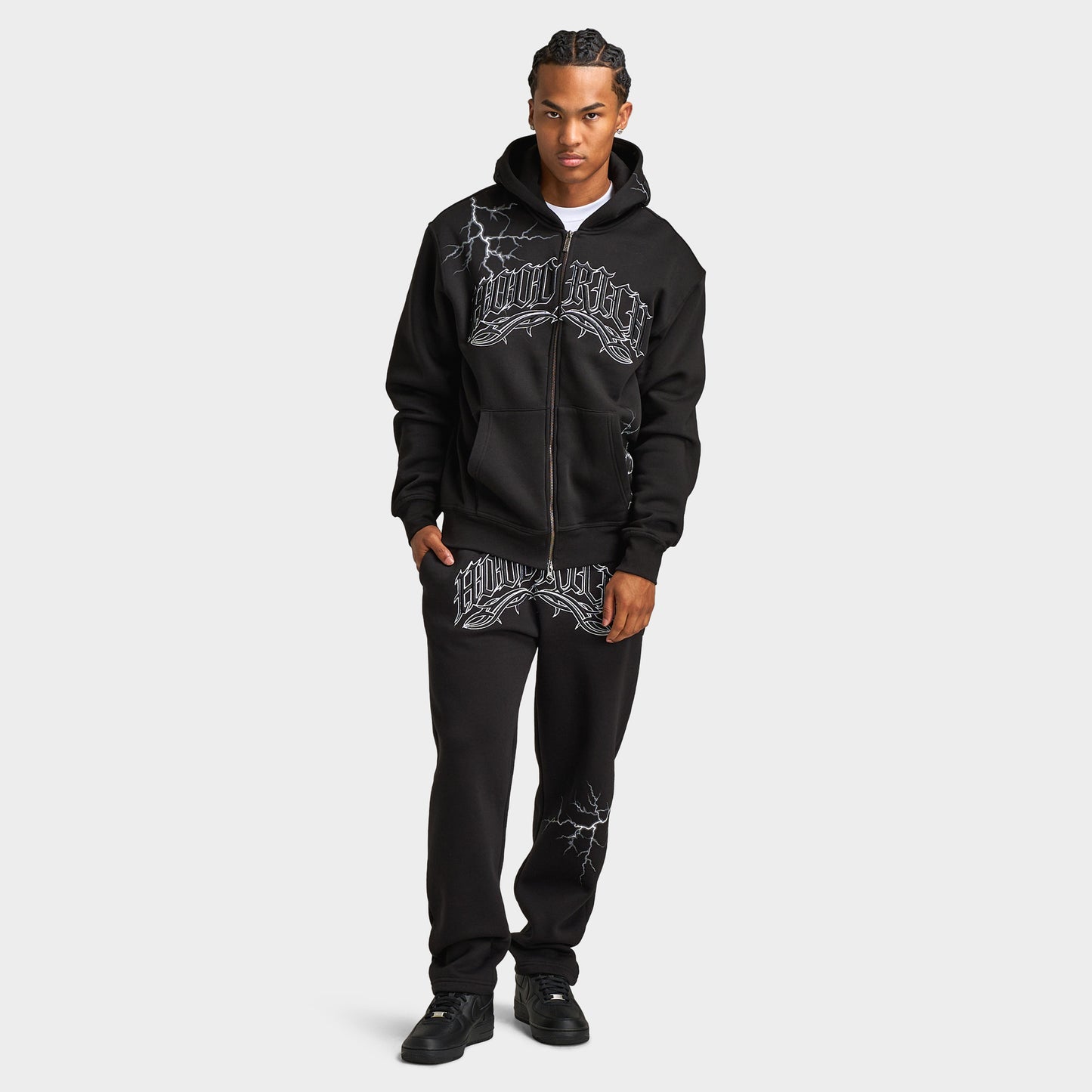 Hoodrich Dark Oversized Full-Zip Hoodie / Black
