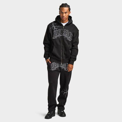 Hoodrich Dark Oversized Full-Zip Hoodie / Black