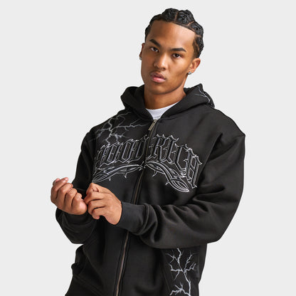 Hoodrich Dark Oversized Full-Zip Hoodie / Black