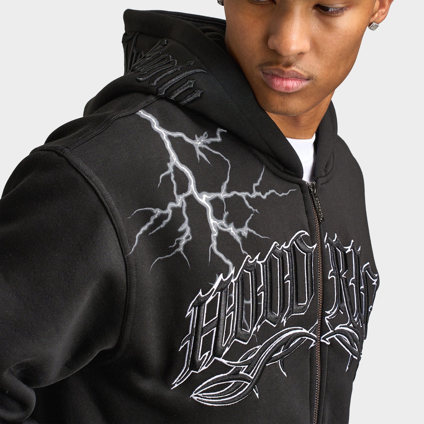 Hoodrich Dark Oversized Full-Zip Hoodie / Black