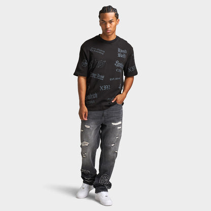 Hoodrich Chroma All over Print Oversized Graphic T-shirt / Black