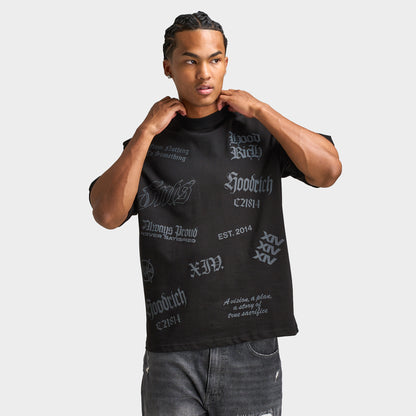 Hoodrich Chroma All over Print Oversized Graphic T-shirt / Black