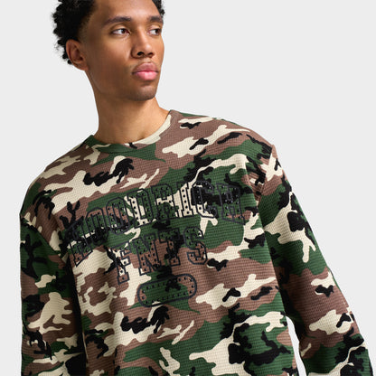 Hoodrich Ora Oversized Long Sleeve Waffle T-Shirt / Camo