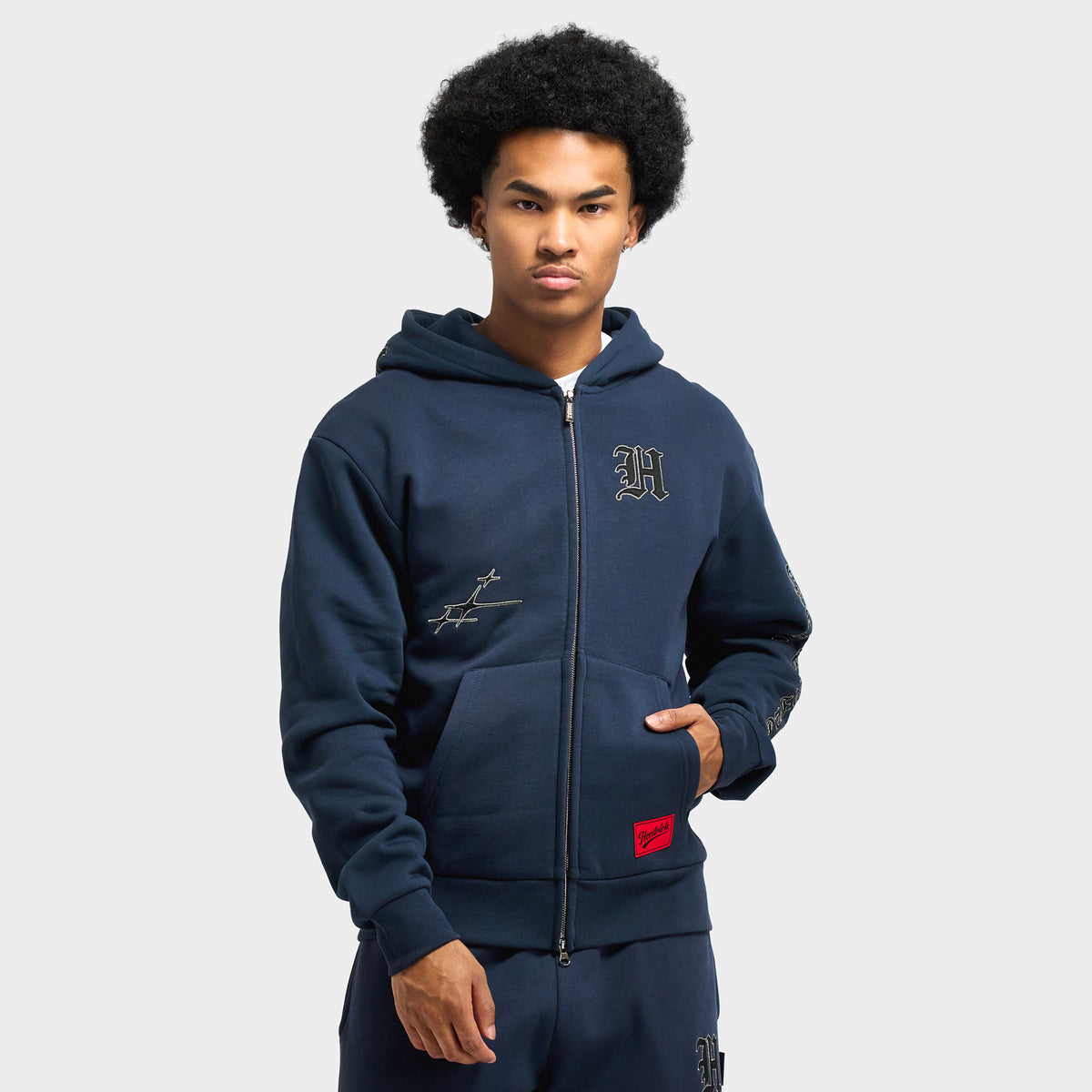 Hoodrich Crypstade Oversized Full-zip Hoodie / Parisian Night - Black - Lychee
