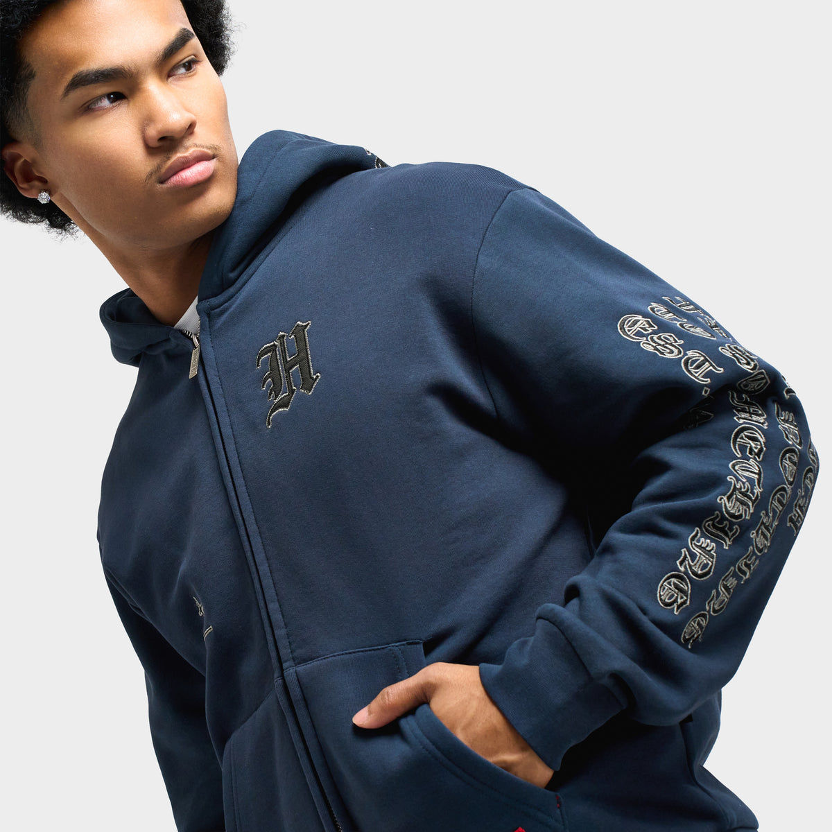 Hoodrich Crypstade Oversized Full-zip Hoodie / Parisian Night - Black - Lychee