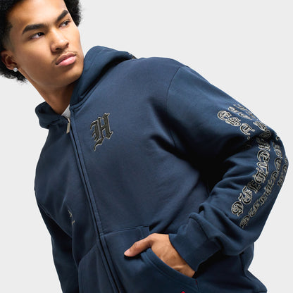 Hoodrich Crypstade Oversized Full-zip Hoodie / Parisian Night - Black - Lychee