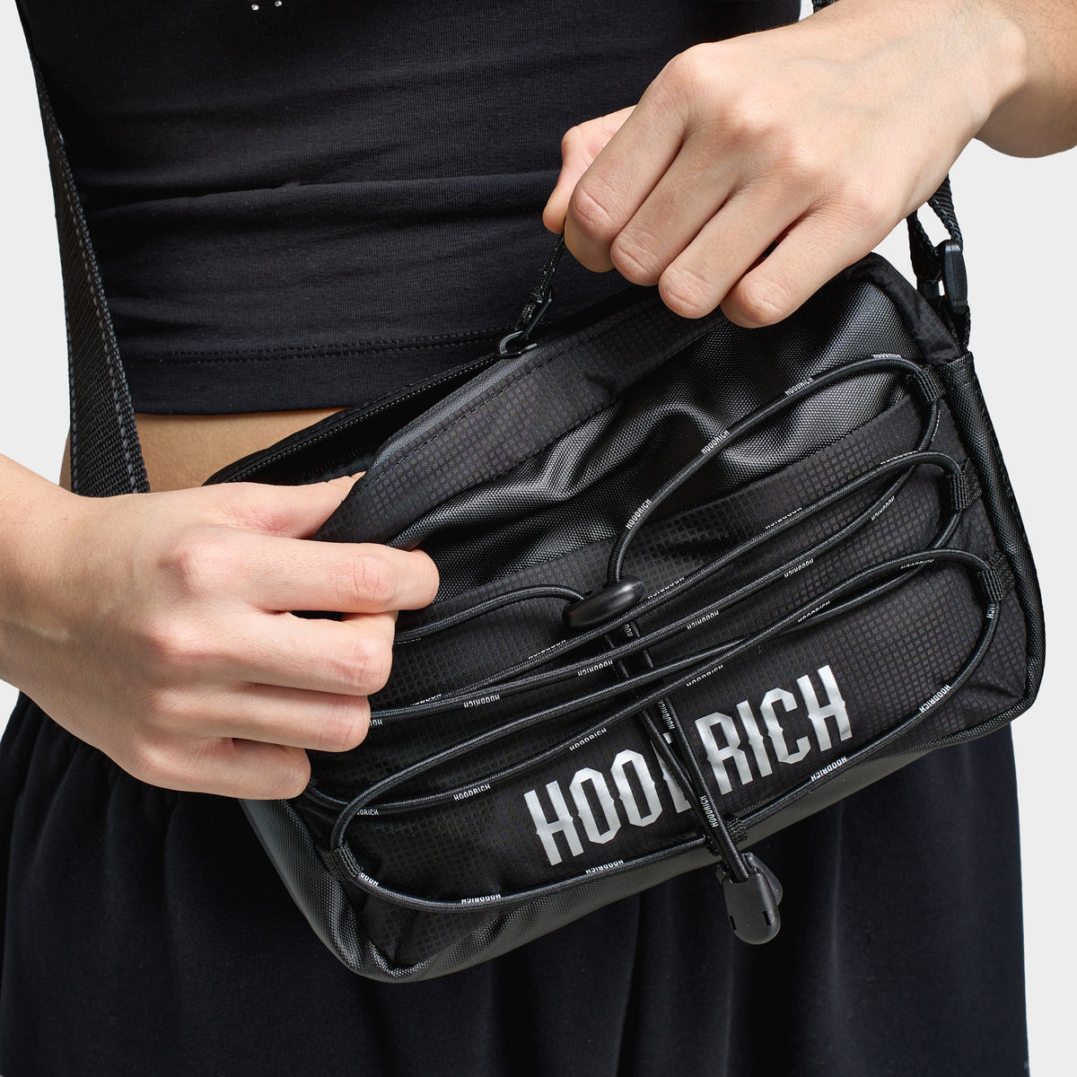 Hoodrich Peak Crossbody Bag Black White Reflective – JD Sports - Main Image