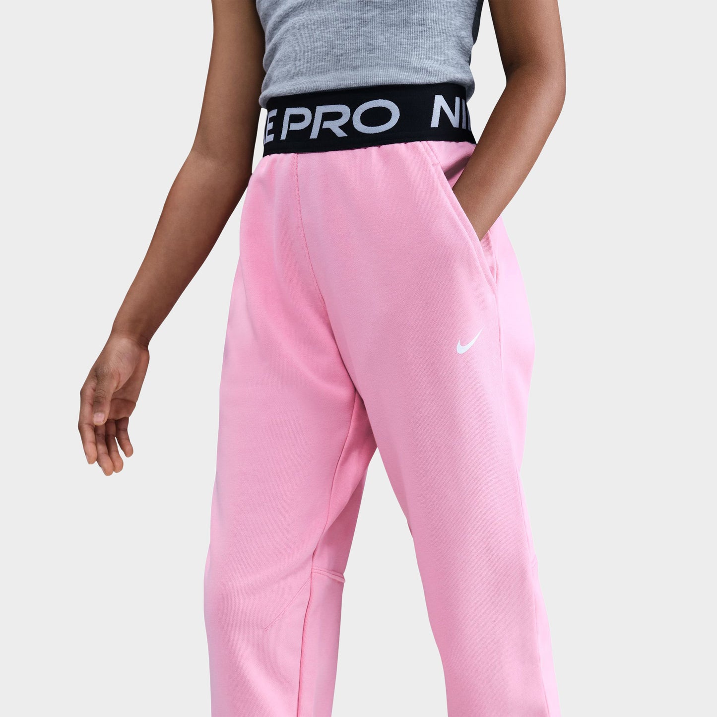 Nike Pro Junior Girls' Dri Fit Fleece Joggers / Med Soft Pink