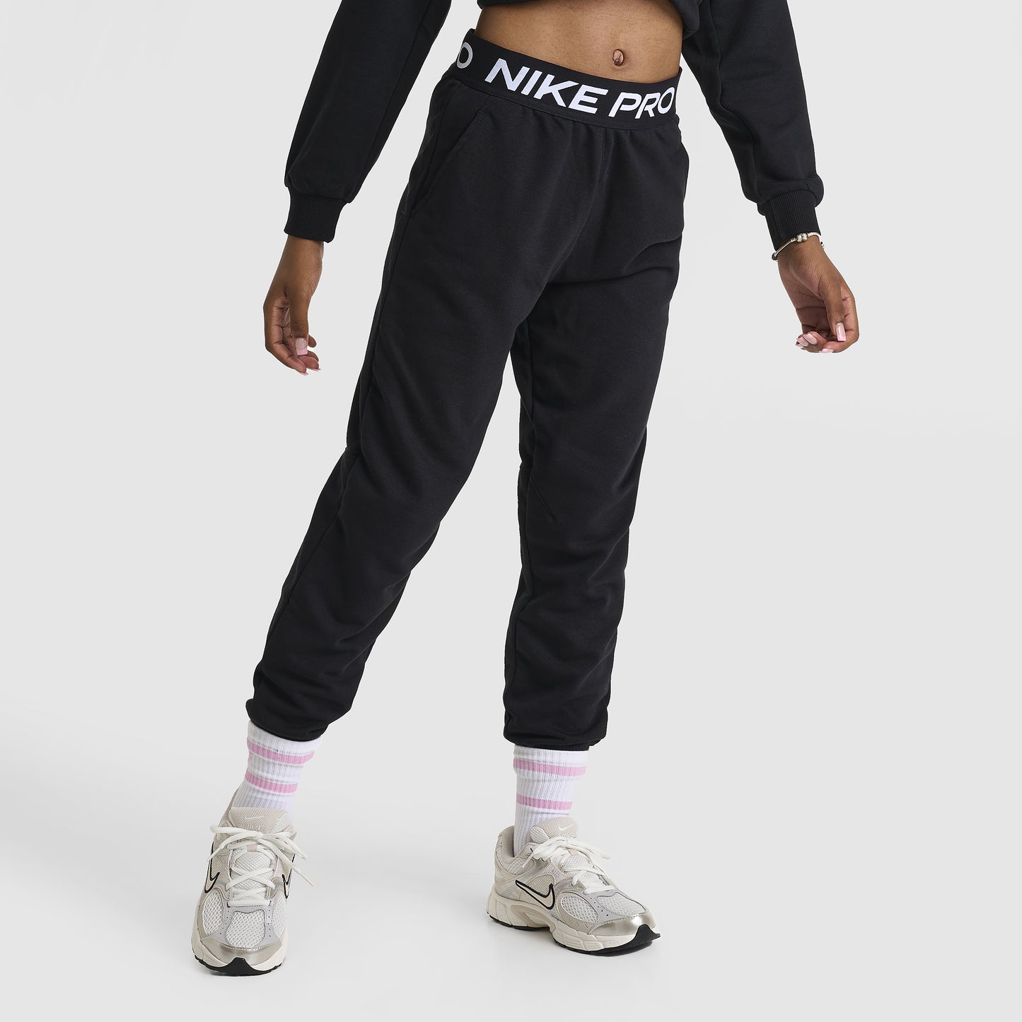 Nike Pro Junior Girls' Dri-FIT Fleece Joggers Black / Black