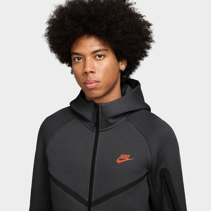 Nike Tech Hommes Veste coupe-vent polaire zippée Anthracite / Orange givré