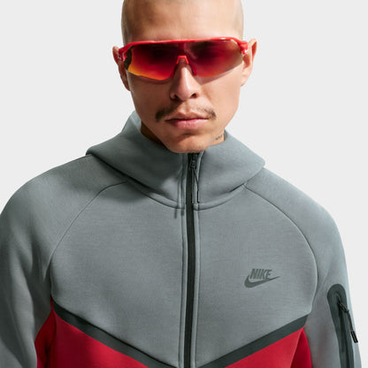 Nike Tech Fleece Chandail à capuche zippé Gris fumé / Rouge feu / Noir