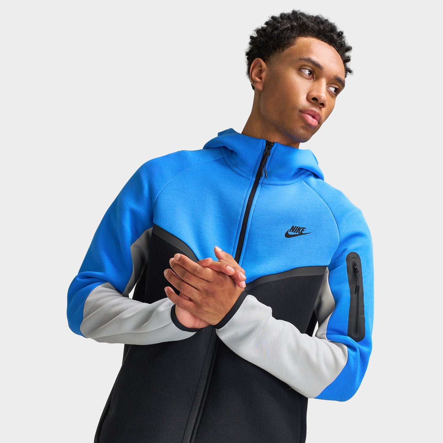 Nike Tech Fleece Veste coupe-vent zippée Hommes Bleu Cristal / Noir / Gris fumé / noir