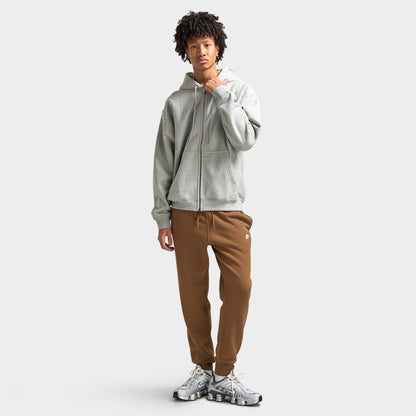 Nike Solo Swoosh Fleece Full-Zip Hoodie Dark Grey Heather / White
