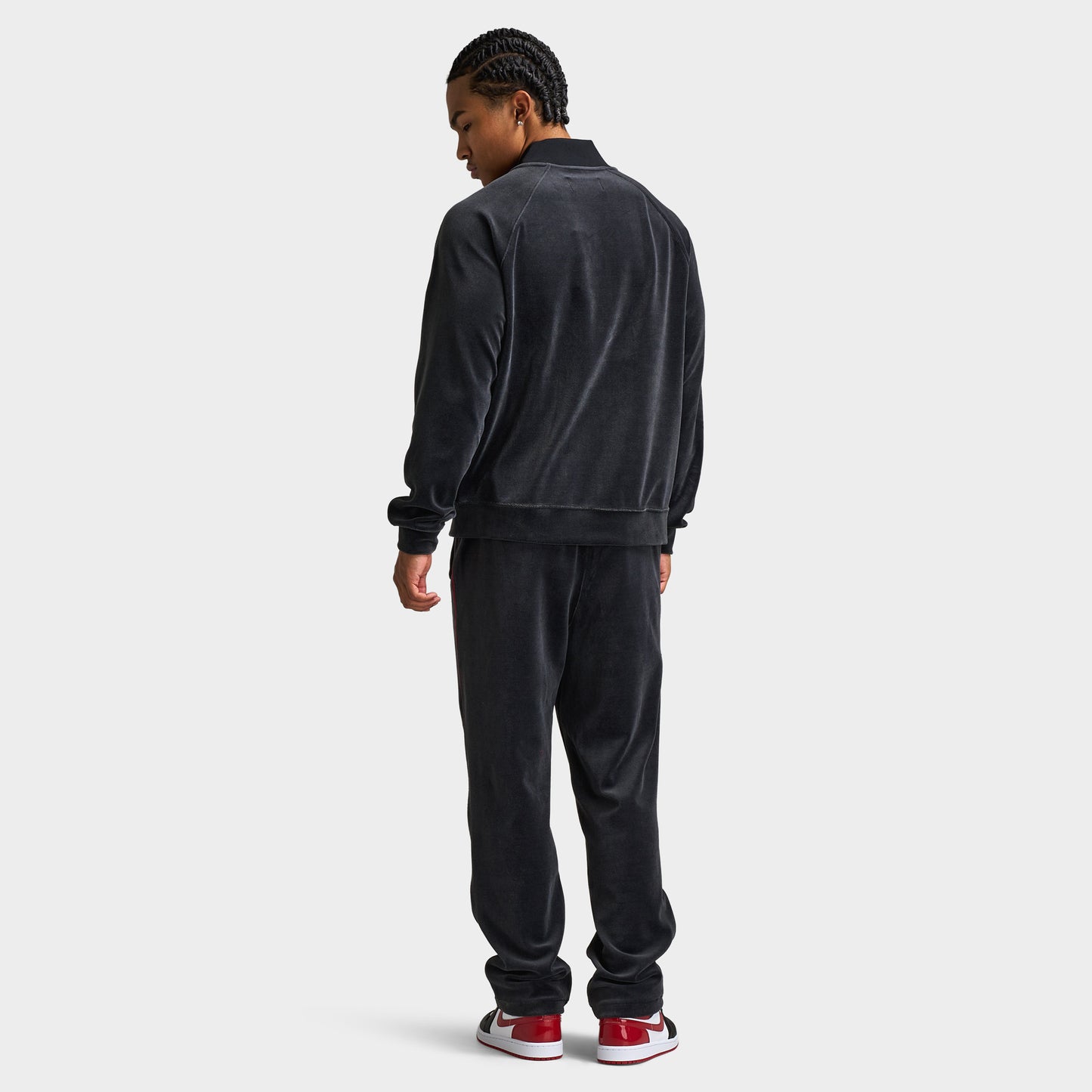 Jordan Brooklyn Hommes Veste de Survêtement en Velours  Noir / Rouge gym