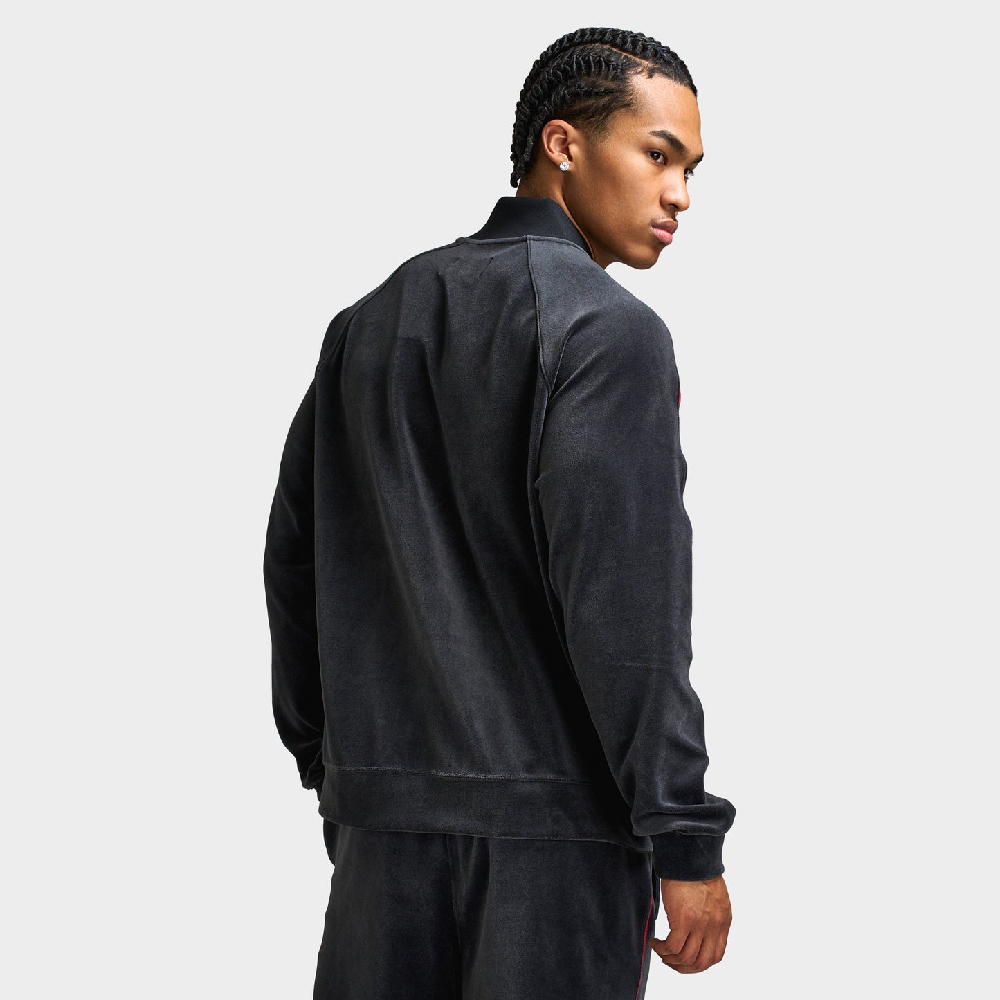 Jordan Brooklyn Hommes Veste de Survêtement en Velours  Noir / Rouge gym