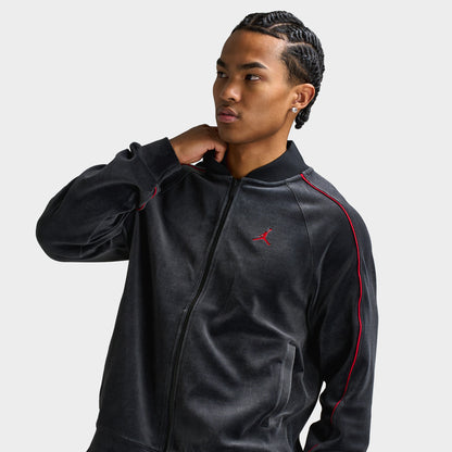 Jordan Brooklyn Hommes Veste de Survêtement en Velours  Noir / Rouge gym