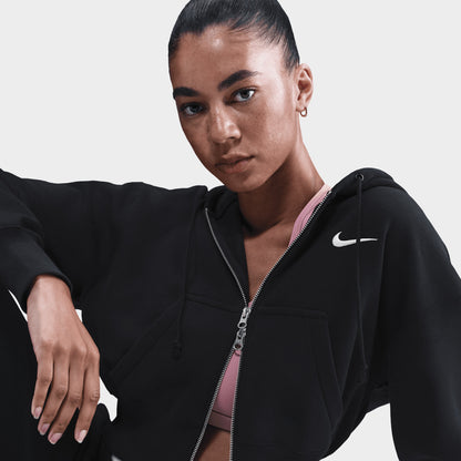 Nike Sportswear Women's Phoenix Fleece Crop Fullzip Hoodie / Black