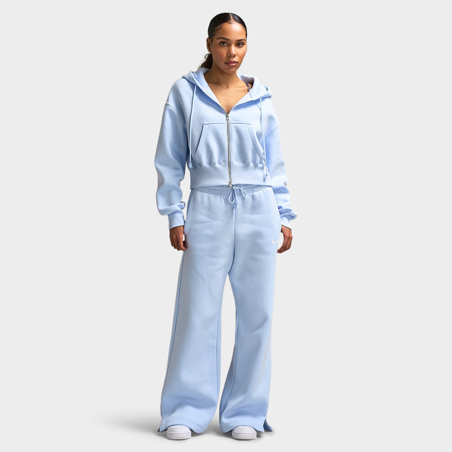 Nike Sportswear Women's Phoenix Fleece Crop Full-Zip Hoodie / Hydrogen Blue / Sail