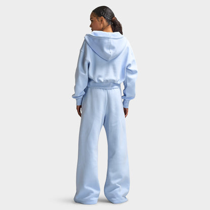 Nike Sportswear Women's Phoenix Fleece Crop Full-Zip Hoodie / Hydrogen Blue / Sail