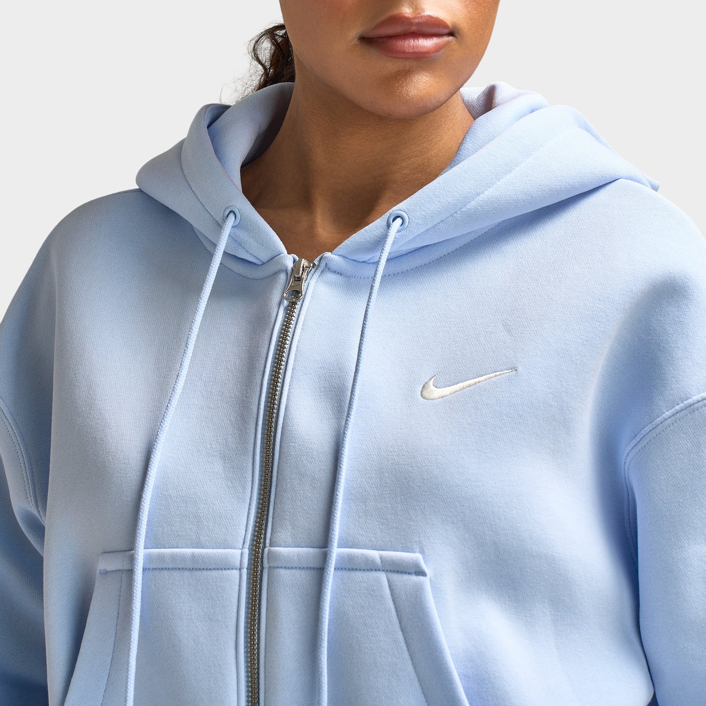Nike Sportswear Women's Phoenix Fleece Crop Full-Zip Hoodie / Hydrogen Blue / Sail