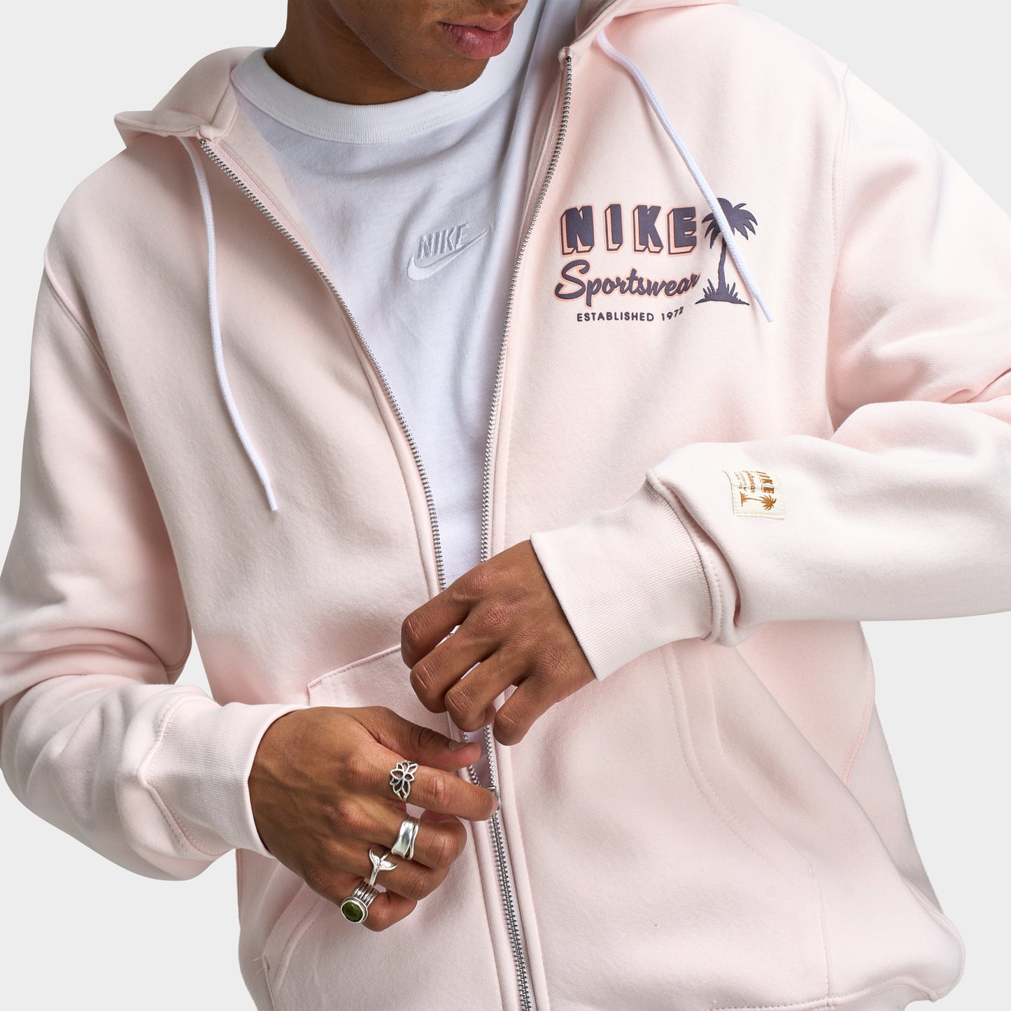 Nike Club Full Zip Hoodie Sweet Light Soft Pink / Dark Raisin
