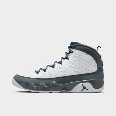 Jordan 9 Retro “White / French Blue – Flint Grey” shoe. Shop Sneaker Releases now at JD Sports.
