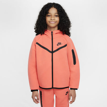 Nike Junior Girls' Tech Fleece Full Zip Hoodie Magic Ember / Black - Black