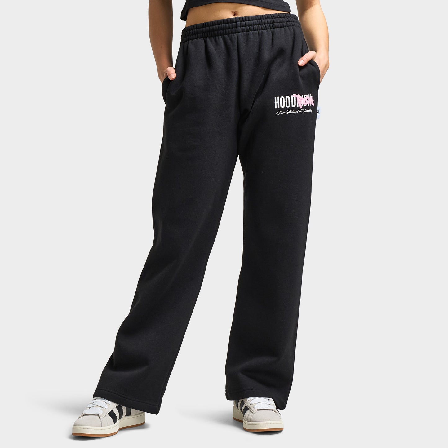 Hoodrich Pantalon Jogger Urban à jambes larges pour femme Noir / Blanc - Pink A Boo