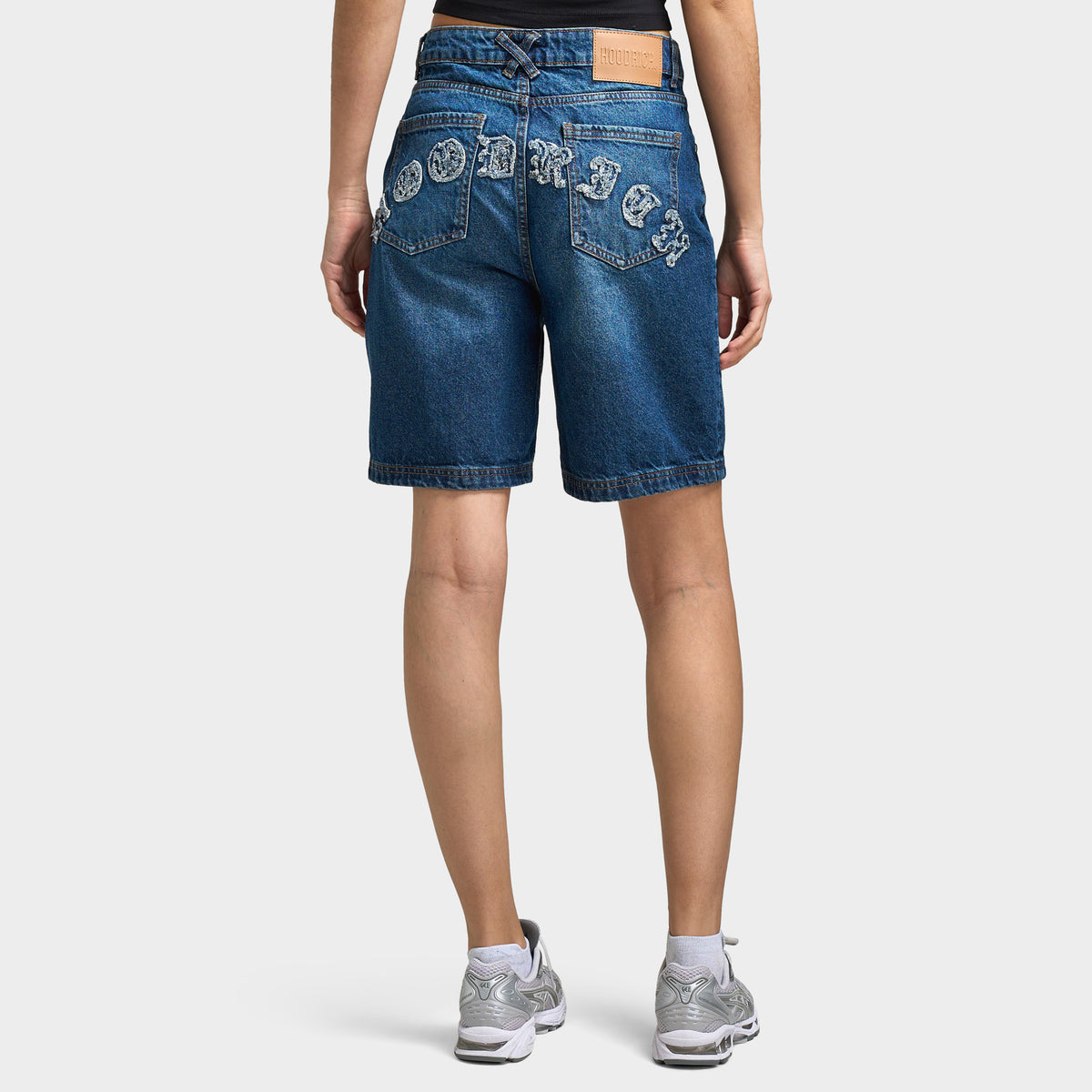 Hoodrich Women's Distressed Applique Jort / Indigo Wash