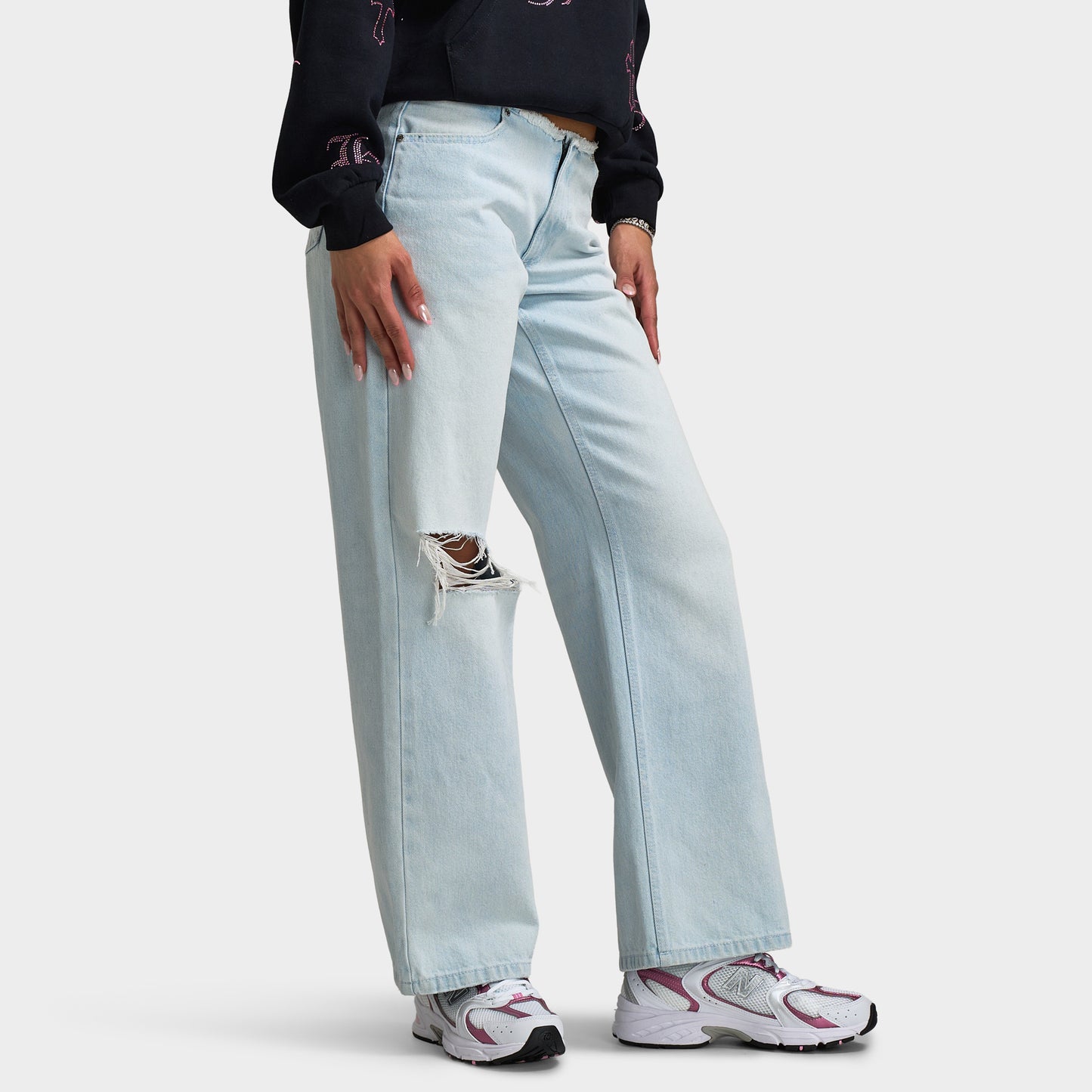 Hoodrich Women's Solace Low Rise Wide Leg Jeans / Light Blue