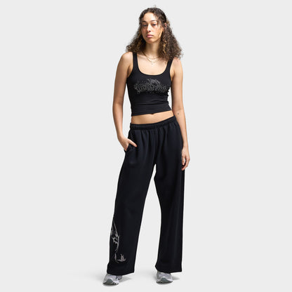 Hoodrich Femme Gilet à bretelles Diffuse Noir / Strass argenté