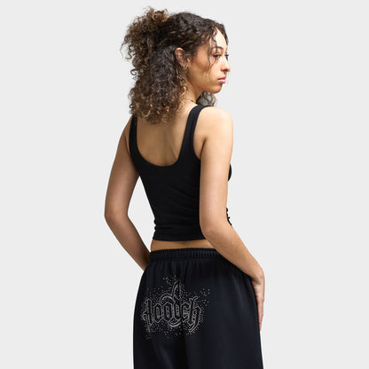 Hoodrich Femme Gilet à bretelles Diffuse Noir / Strass argenté