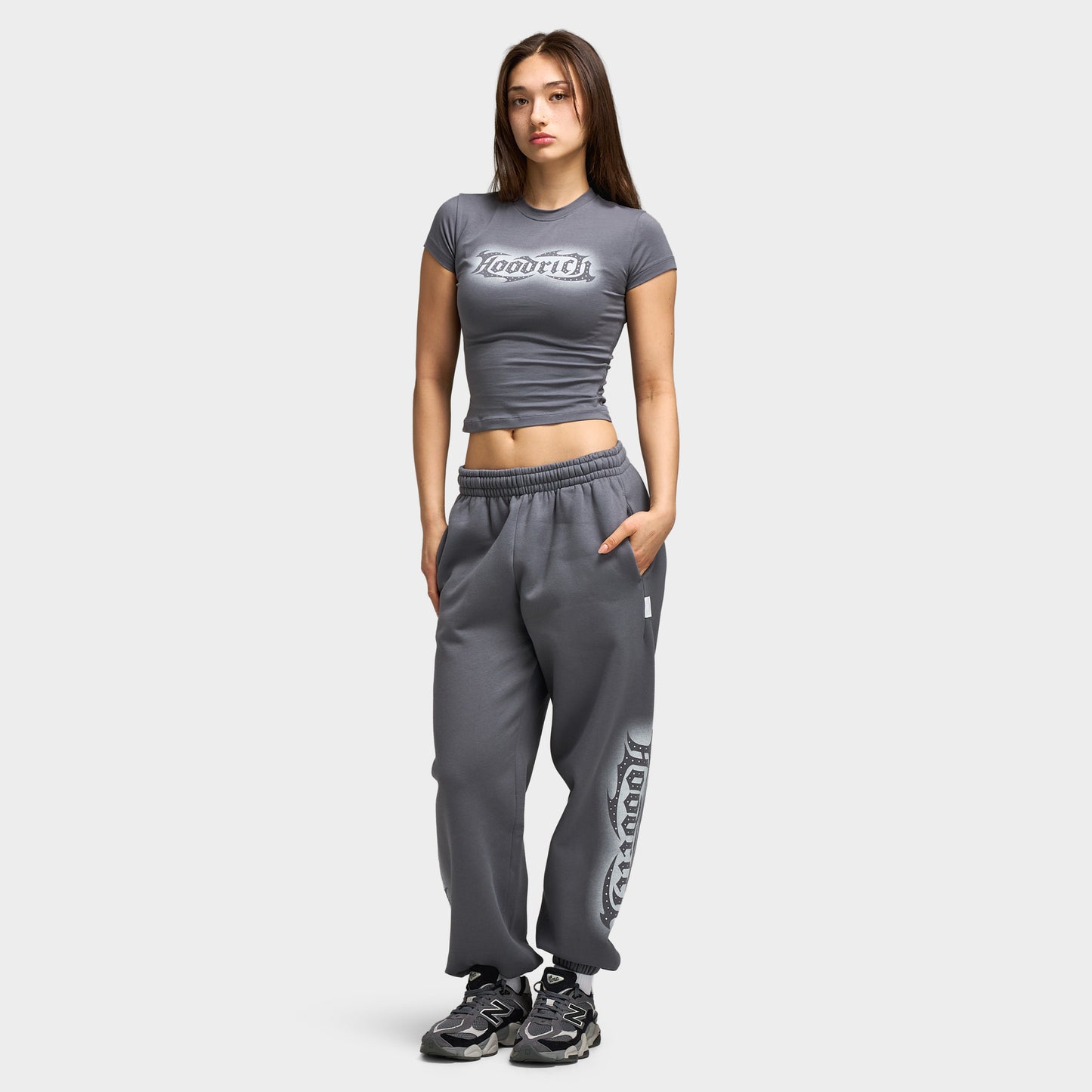 Hoodrich Luz Cropped Fitted T-Shirt / Grey