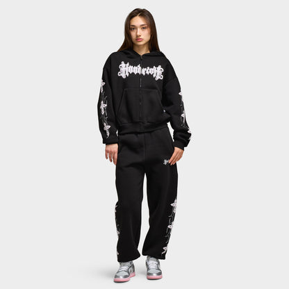 Hoodrich Moxy Mid Length Fullzip Hoodie Black / Pink