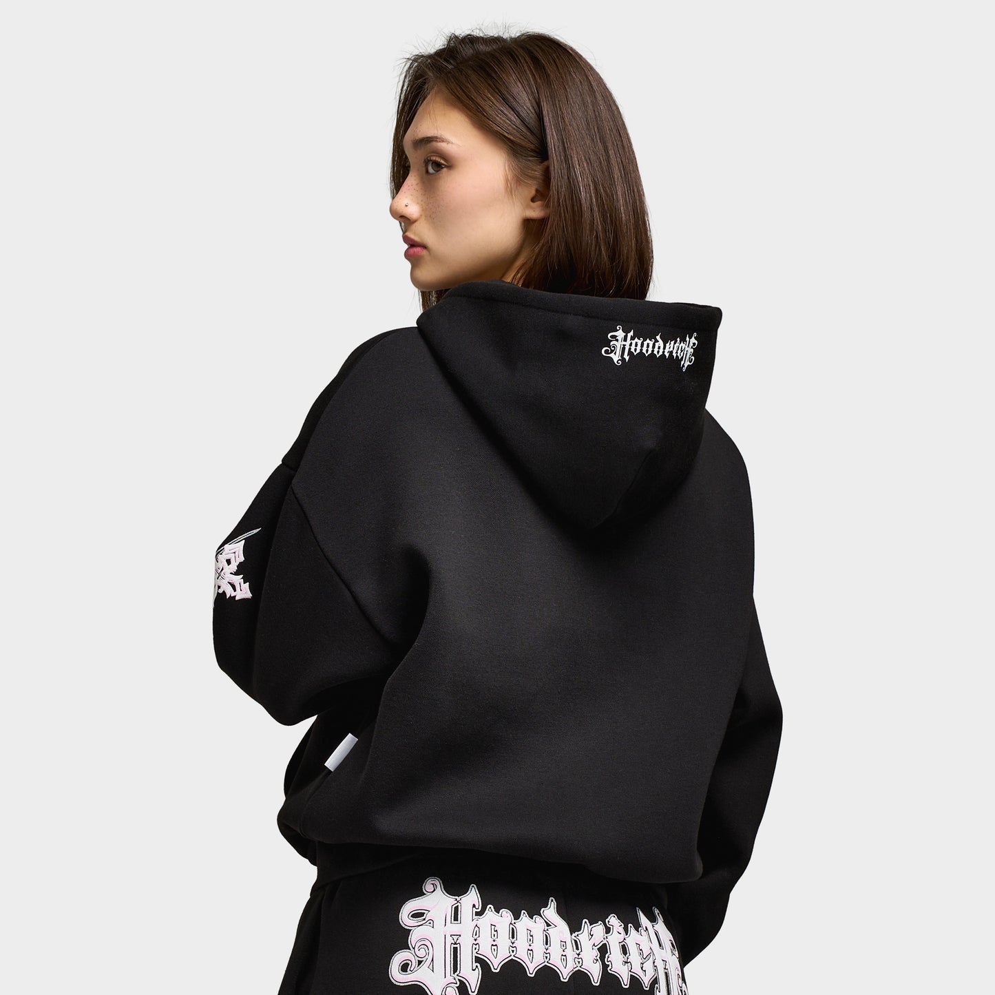 Hoodrich Moxy Mid Length Fullzip Hoodie Black / Pink