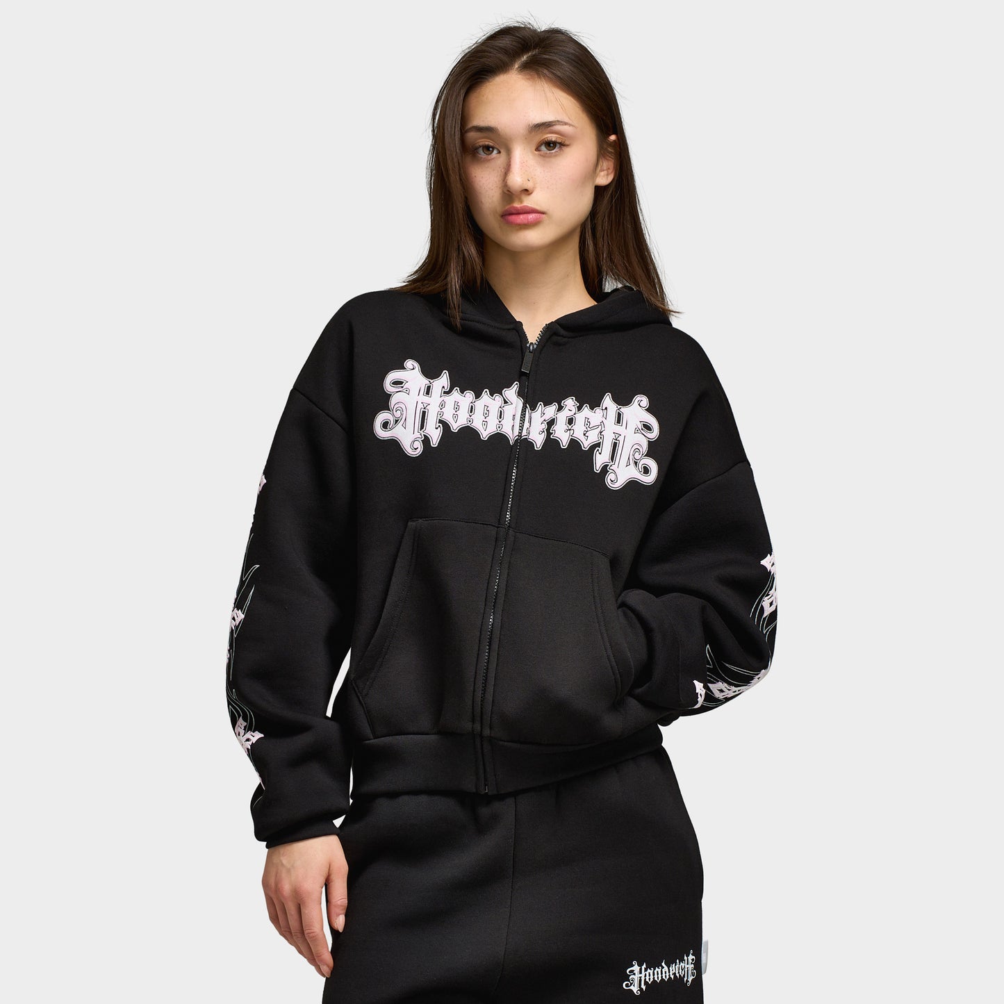 Hoodrich Moxy Mid Length Fullzip Hoodie Black / Pink