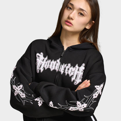 Hoodrich Moxy Mid Length Fullzip Hoodie Black / Pink