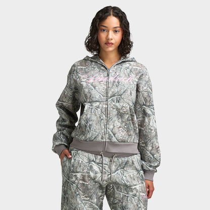 Hoodrich Women's Mid Length Zip Through Hoodie / Woodland Camo